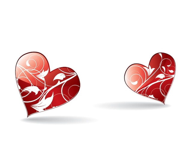 Vector red love hearts background