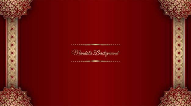 Red luxury background with gold mandala ornament