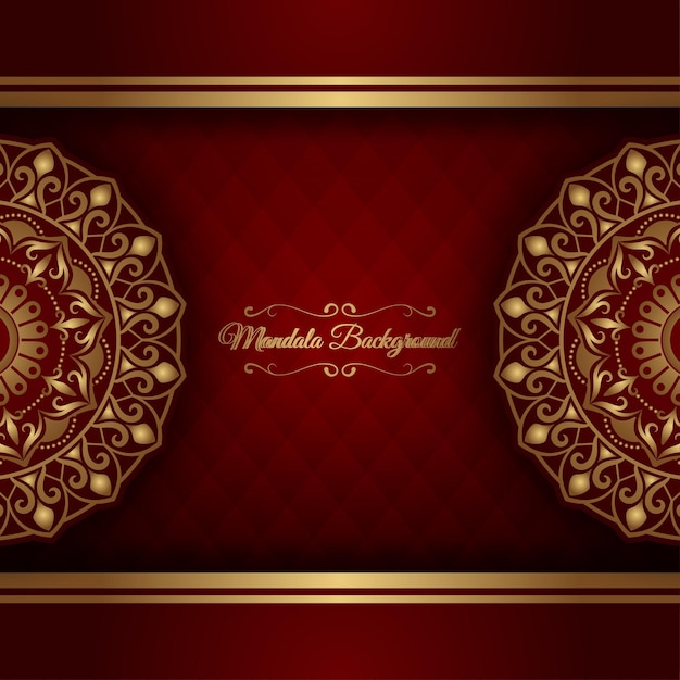 Red luxury background with gold mandala ornament