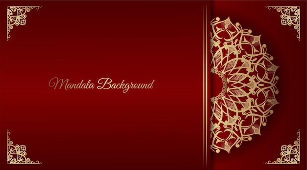 Red luxury background with gold mandala ornament