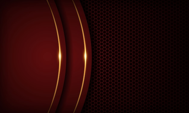 Red luxury background with overlap layers. texture with golden line and shiny golden light effect.