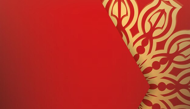 Red luxury poster with beautiful oriental ornament