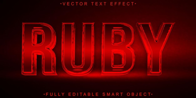 Red Luxury Shiny Ruby Vector Volledig bewerkbaar Smart Object Teksteffect