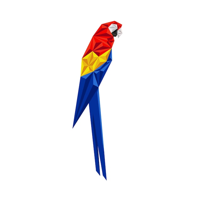 red macaw vector polygon style
