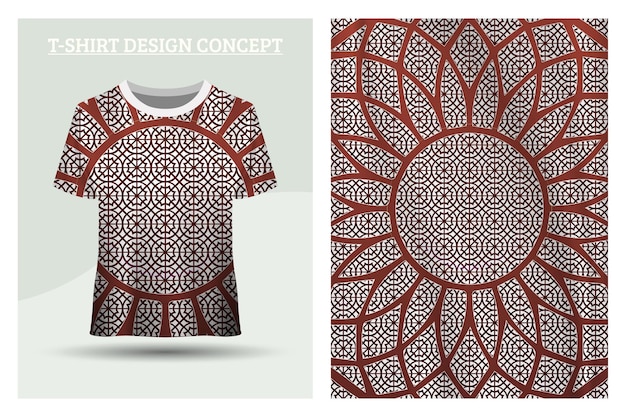 Vettore concetto di design della maglietta rossa della mandala