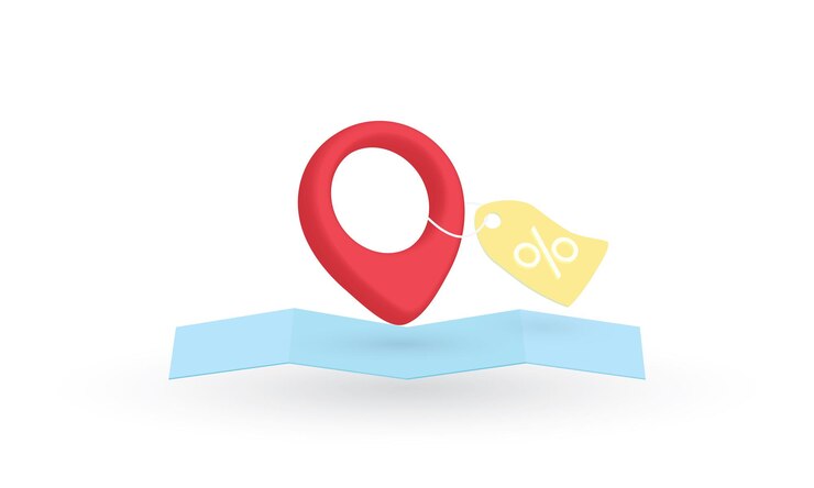Vector red map pointer pin with percentage sign price tag sale or discount