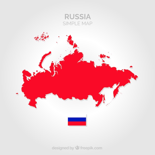 Flag Simple Map of Russia