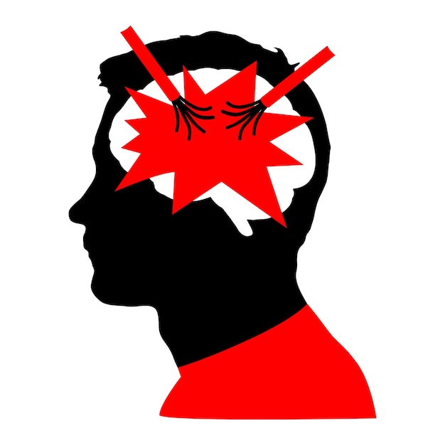 Vector red maple leaf in the head of a man vector illustration