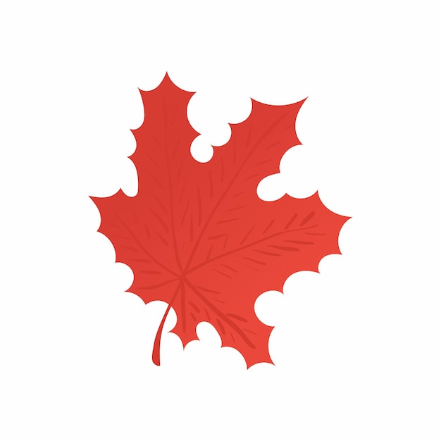 Red maple leaf icon in cartoon style isolated on white background Tree symbol