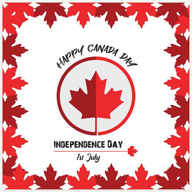 The red maple leaf is on a white background with the words happy independence day