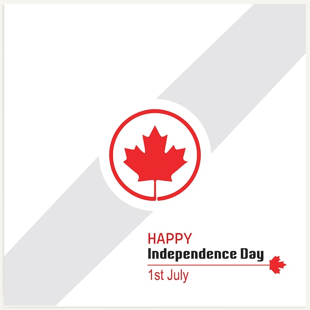 The red maple leaf is on a white background with the words happy independence day
