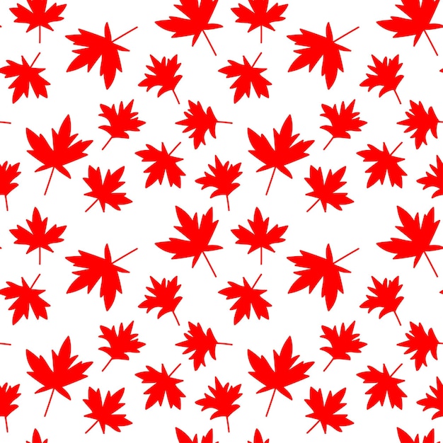 Vector red maple leaf seamless vector illustration on white background