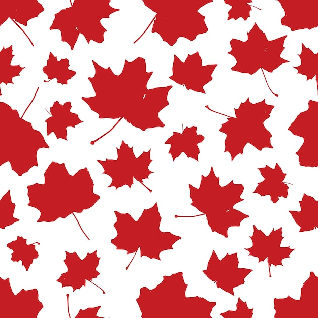 Red Maple Leaves Seamless Vector Pattern