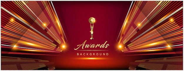 Vector red maroon golden royal awards background graphics. lines stripes breaking news.