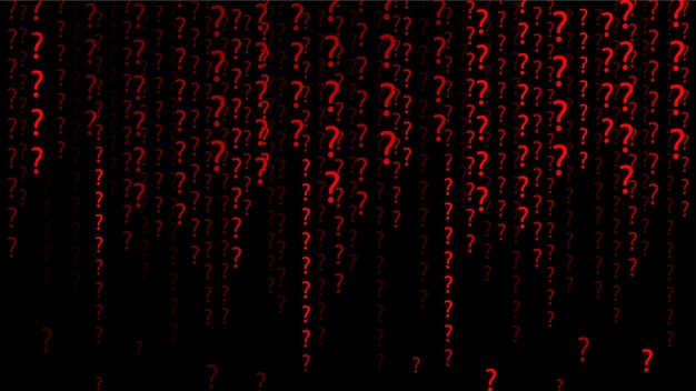 Matrice rossa codice computer illustrazione vettoriale sfondo tecnologico con flusso di punto interrogativo