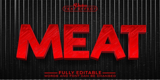 Vector red meat vector editable text effect template