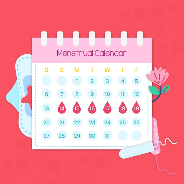 red menstrual calendar concept illustration