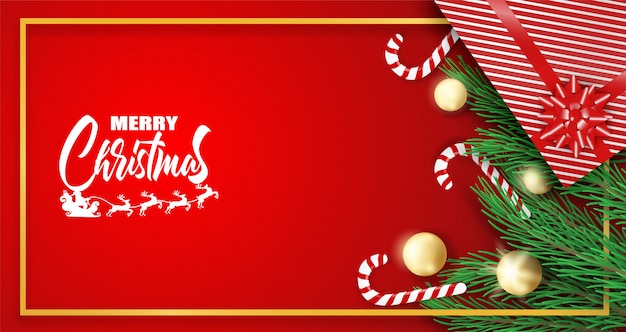 Red merry christmas greeting card