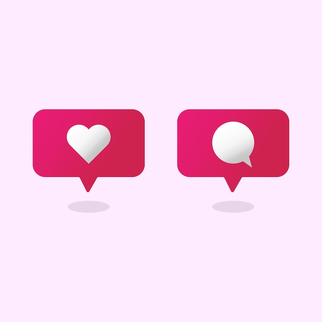 Cuore messaggio rosso. comunicazione sui social network. concetto. illustrazione vettoriale.