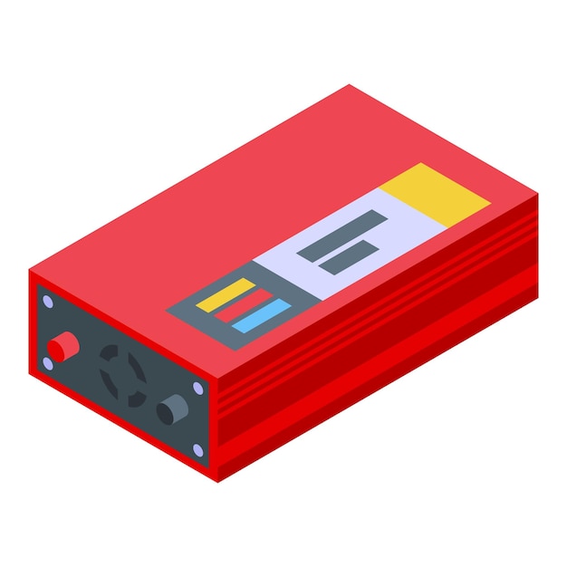 red metal inverter icon isometric vector solar energy power