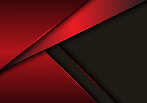 Red metallic overlap on grey blank space background.