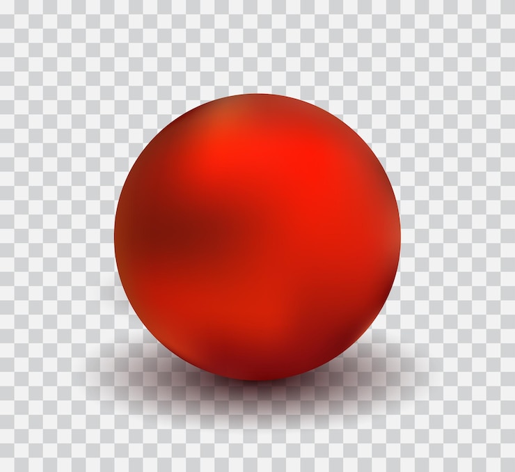 Vector red mettalic sphere isolated on transparent background, realistic vector illustration
