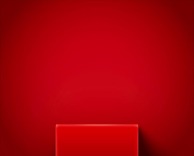 Red minimalism background with podium for product displaying in 3d illustration