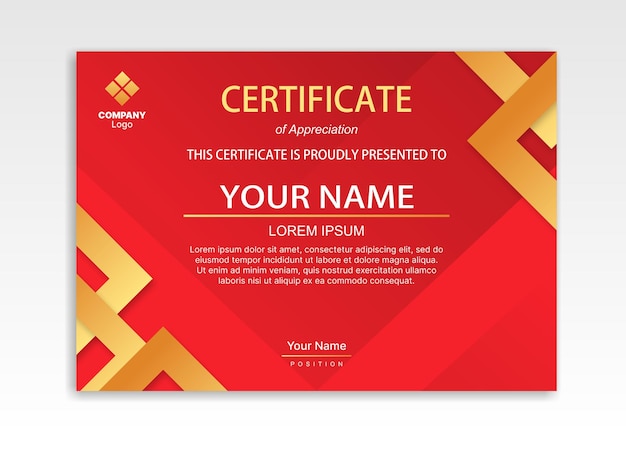 Red minimalist certificate template