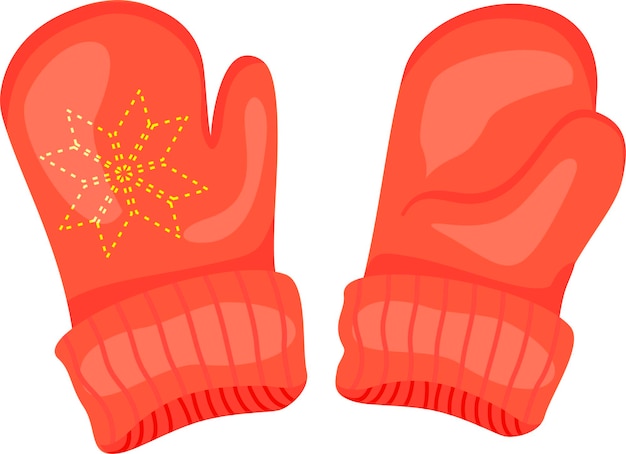 Красные варежки Вязаные варежки в плоском стиле картинки Снежинки на векторной иллюстрации варежек