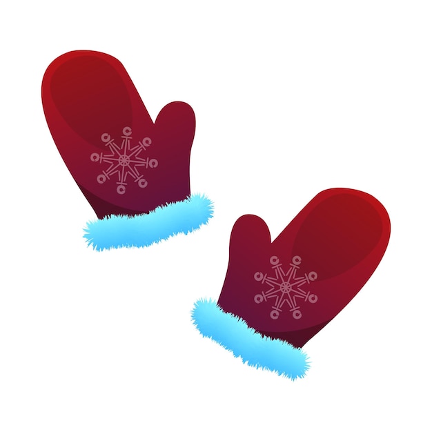 Red mittens with snowflakes pattern Symbol of winter Christmas holidays and the new year