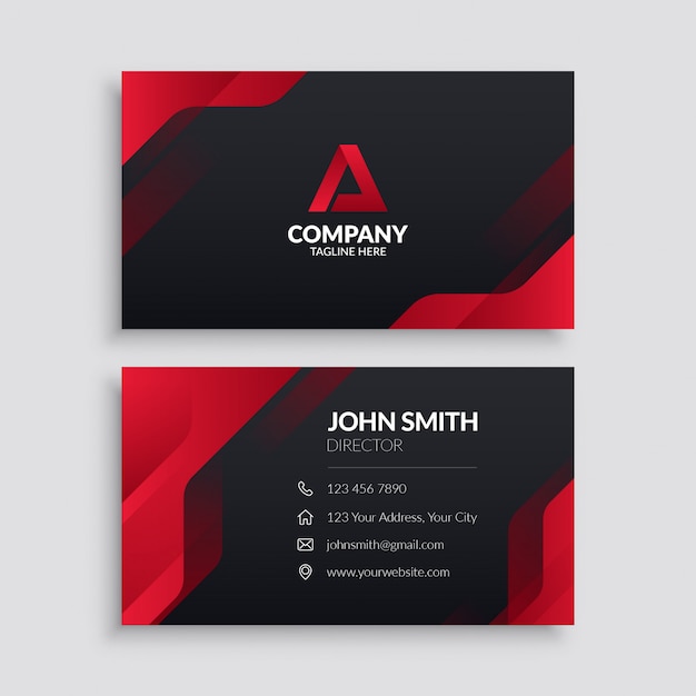 Red modern business card template