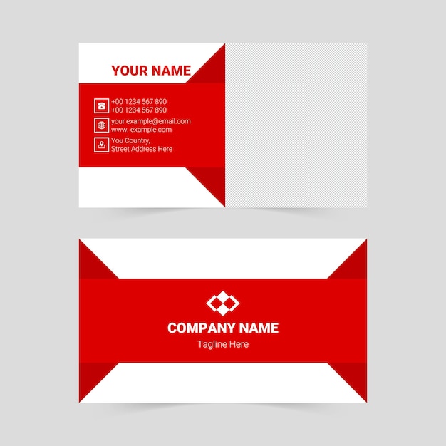 Vector red modern business card template