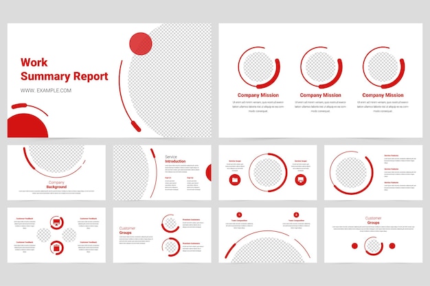 Red modern business work report slide presentation template