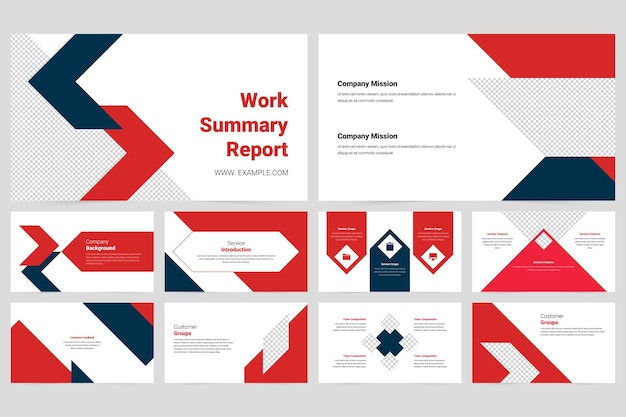 Red modern business work report slideshow presentation