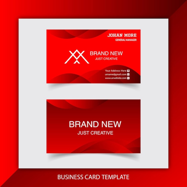 Red modern creative business card and name card horizontal simple clean template vector design