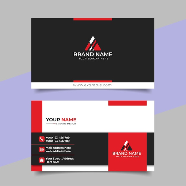 Vector red modern creative business card and name card horizontal simple clean template vector design