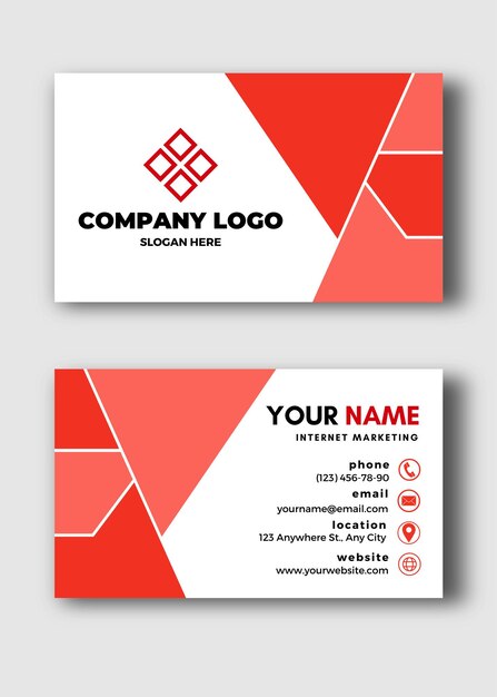 Red modern creative business card and name card, template vector design.