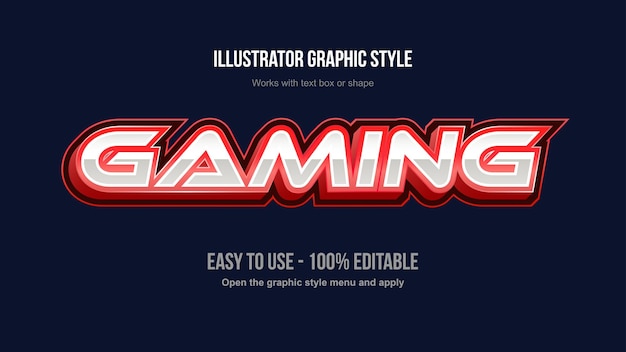 Vector red modern metallic gaming logo editable text style