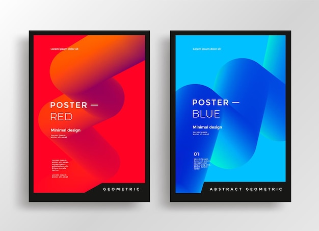 Red Modern poster with flow shape Blue color Creative cover with Gradient shapes composition