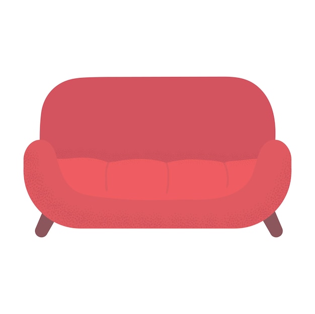 Vector red modern sofa with comfortable cushions stylish home furniture and living room interior vector