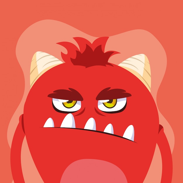 Vector red monster cartoon