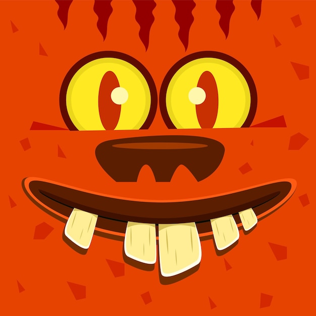 Red monster head avatar funny comic face