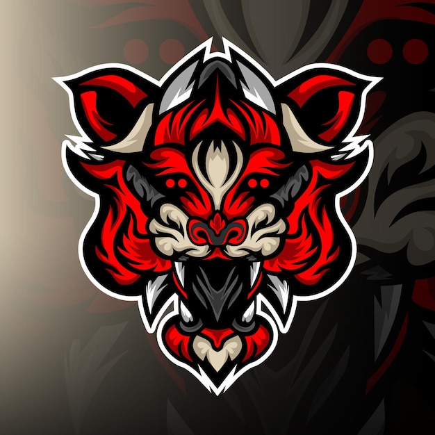 Logo mascotte esport testa di mostro rosso