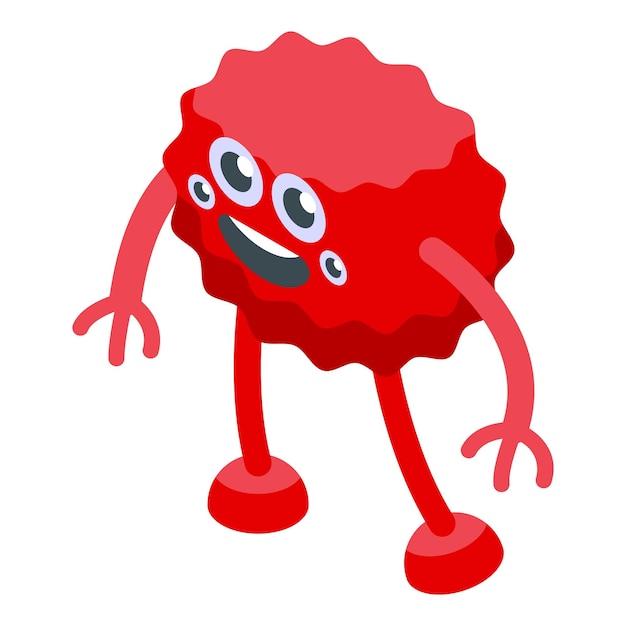Vector red monster icon isometric vector troll cute mascot