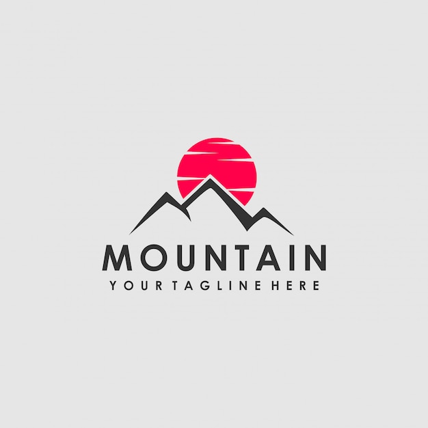 Red moon mountain logo design