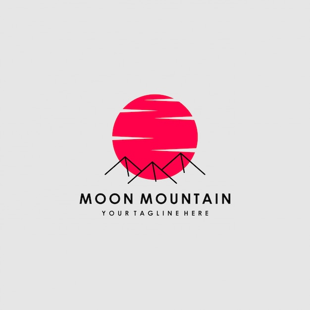 Red moon mountain logo ontwerp