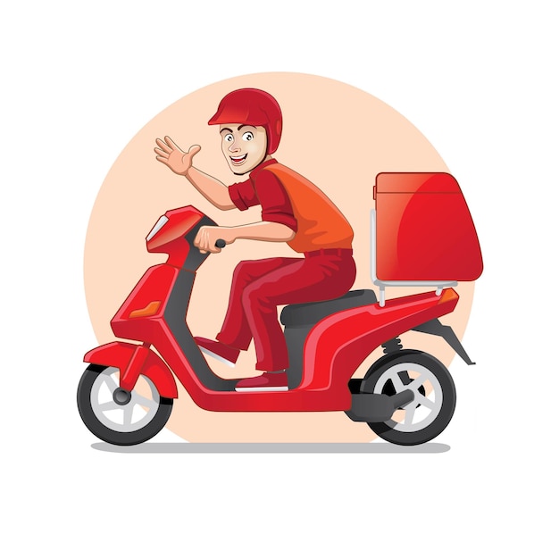 Vector red moped delivery order