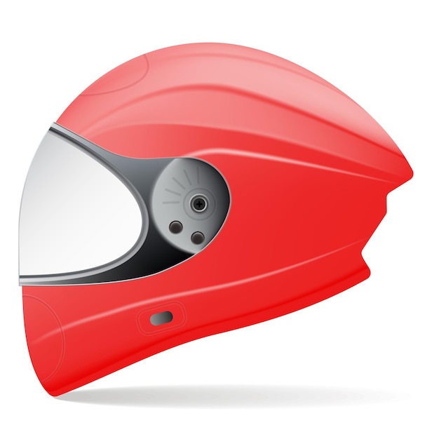흰색 배경 벡터 일러스트 레이 션에 고립 된 빨간 오토바이 헬멧 측면 보기