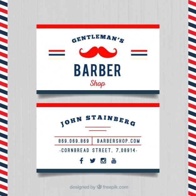 Red moustache barber card