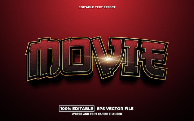 Red Movie 3D editable text effect